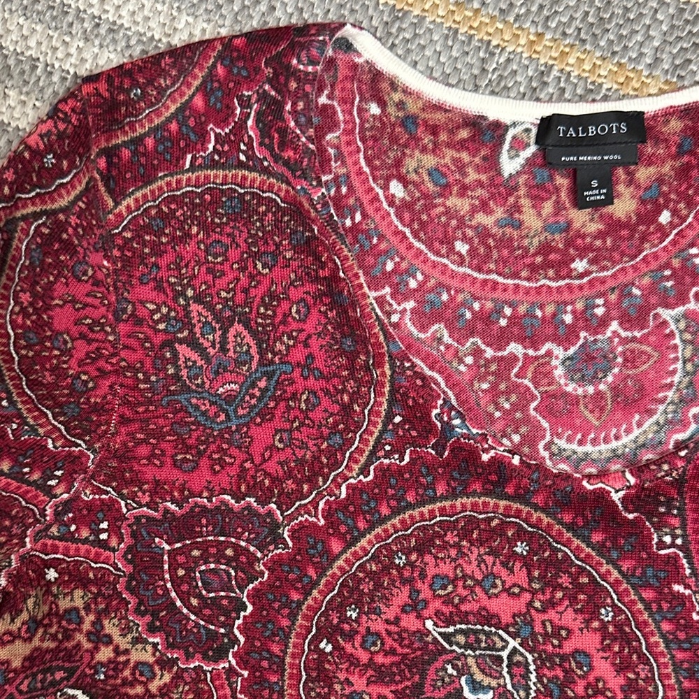 Talbots Red Merino Wool Sweater - Picture 2 of 3